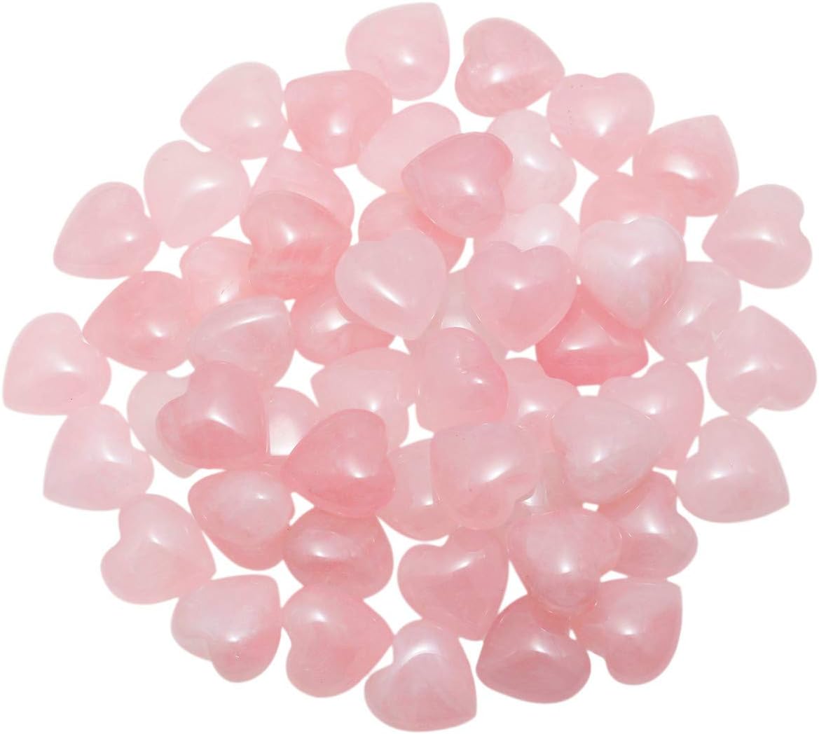 KYEYGWO Natural Rose Quartz Puff Heart Healing Crystals Love Stone