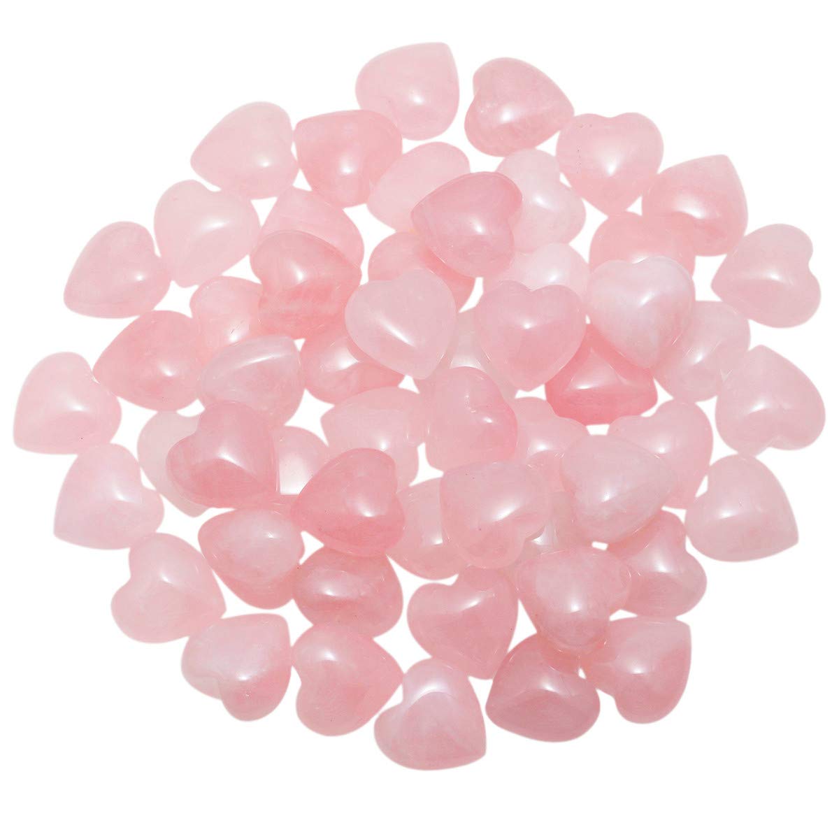KYEYGWO Natural Rose Quartz Puff Heart Healing Crystals Love Stone, Pocket Stones Palm Worry Stone for Reiki Meditation Balancing, 0.59" (pack of 10)