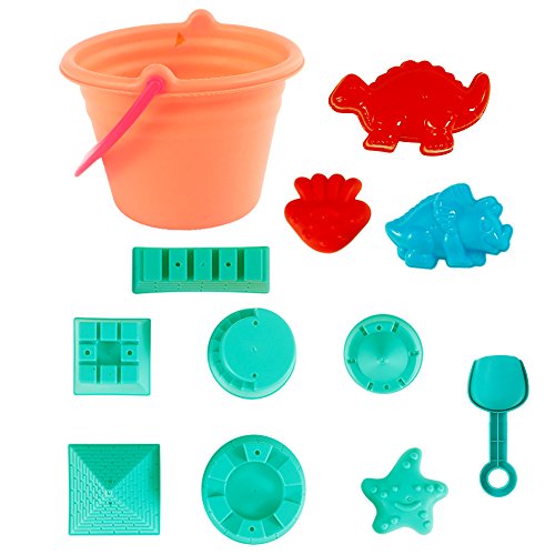 Acekid Mini Sand Toys Set, 27pcs Seaside Sand Castle Bucket Spade Shovel Rake Playset, Beach Toys Kit for Kids and Children