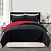 Grand Linen - 3 Piece Luxury Burgundy RED/Black Reversible Soft Down Alternative Comforter Set, Full/Queen with Corner Tab Duvet Insert