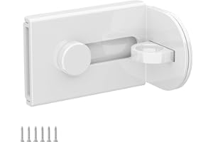 GEMASP Sliding Door Lock, 90 Degree Door Hasp Latch Lock, Stainless Steel Security Right Angle Padlock with Screws for Push/Sliding/Barn Doors (1PC, White, Large)