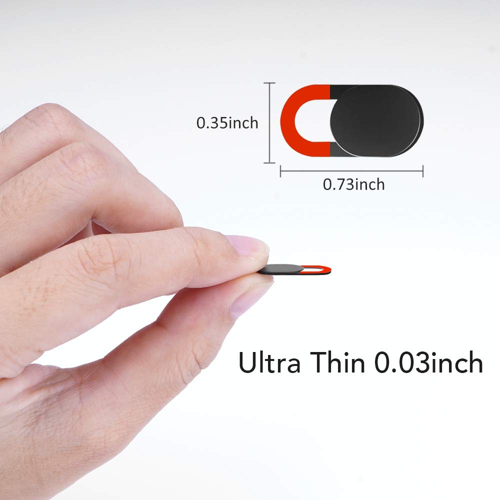 KIWI design Webcam Cover 6 Pack, 0.03 inch Ultra-Thin Laptop Camera Cover Slide for Computer Tablet Phone MacBook Mini/Air Pro iPhone iMac Echo Show Spot iPad Video Camera Desktop (2 White+4 Black)