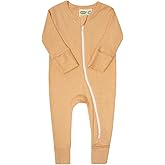 PARADE Organic Snuggle Soft Melange '2-Way' Zipper Romper Honey Melange 3-6M with mitts