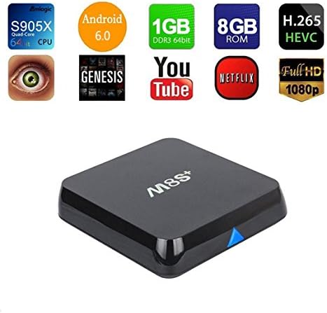 M8S TV Player, Android 6.0 BOX, 4k TV, Smart TV Box, 64 Bits Quad Core and Supporting 4K (60Hz) Full HD /H.265 /WiFi 2.4GHz