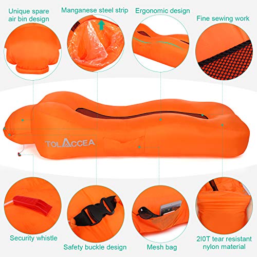 Tolaccea Luftsofa Luftsack,Wasserdichter Aufblasbares Sofa Air Lounger, Aufblasbare Liege,tragbares Aufblasbarer Sitzsack Mit Tragebeutel,ideal für Camping,Strand,Outdoor