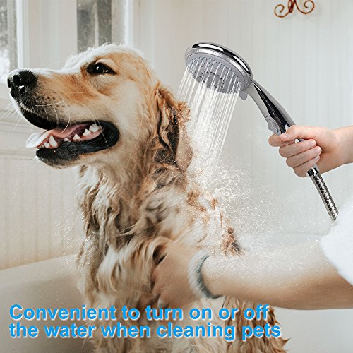 Chrider Handheld Shower Head with Hose, 5 Spray Setting Hand Held Shower Head with Pause Switch, 4.3" High Pressure Showerhead, 60" Extra-long Hose and Adjustable Bracket,Chrome Handle Finish - Thumbnail 5
