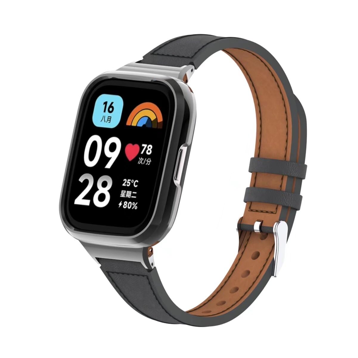 nuosiweilang Bracelet Compatible with Xiaomi Redmi Watch 3 Active Strap,Replacement Band Leather Wristband Watchband Accessories for Xiaomi Redmi Watch 3 Active Smartwatch Black