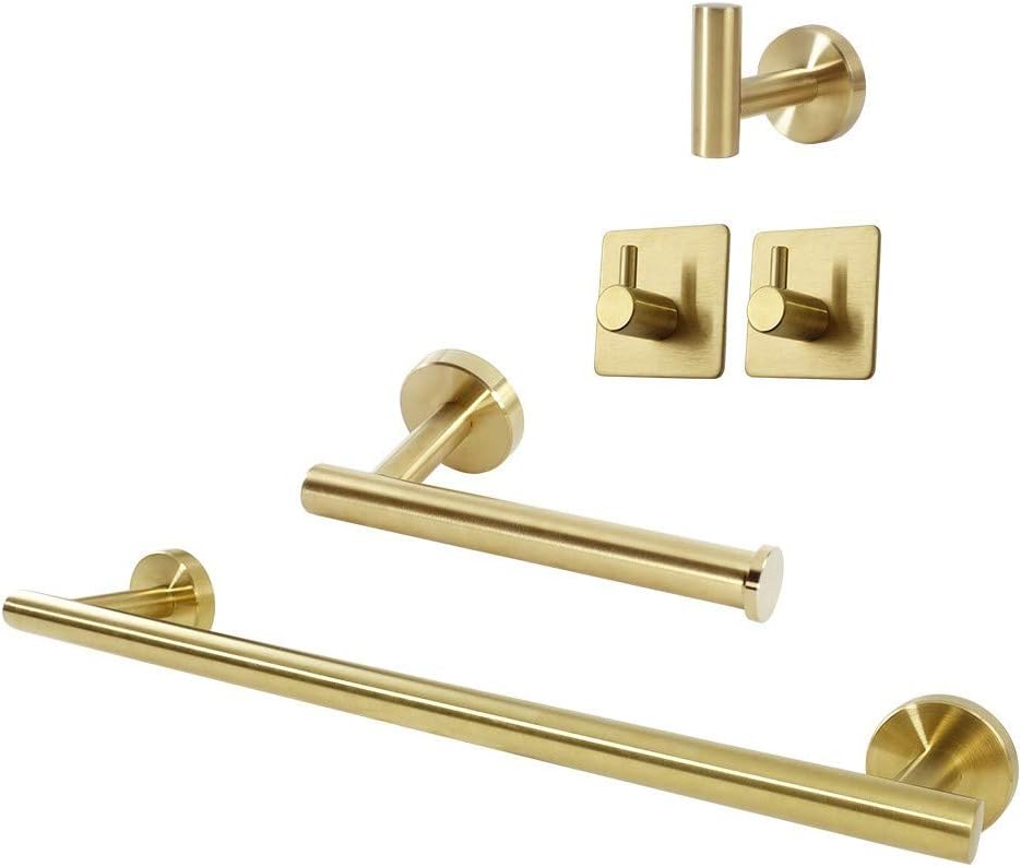 TocTen 5 Piece Bathroom Hardware Set SUS304 Thicken Stainless Steel-Towel Rack Set Include 16" Hand Towel Bar+Toilet Paper Holder+3Robe Towel Hooks Bathroom Accessories Towel Bar Set (Brushed Nickel): Home & Kitchen