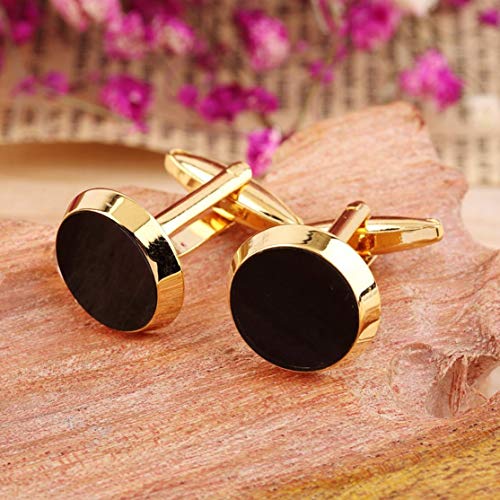 Gold&Black Color Round Mens Wedding Party Gift Shirt Cuff Links Cufflinks Drop Shipping Wholesale Wedding Accessories