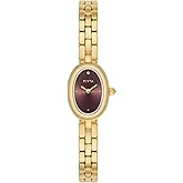 FIYTA Petite Gold Watch for Women - Dainty Golden Bean Series - Vintage Oval Case Jewelry Watch with Ruby Crown, Sapphire Crystal & Japanese Quartz - Elegant Small Bracelet Watch, Gift for Her
