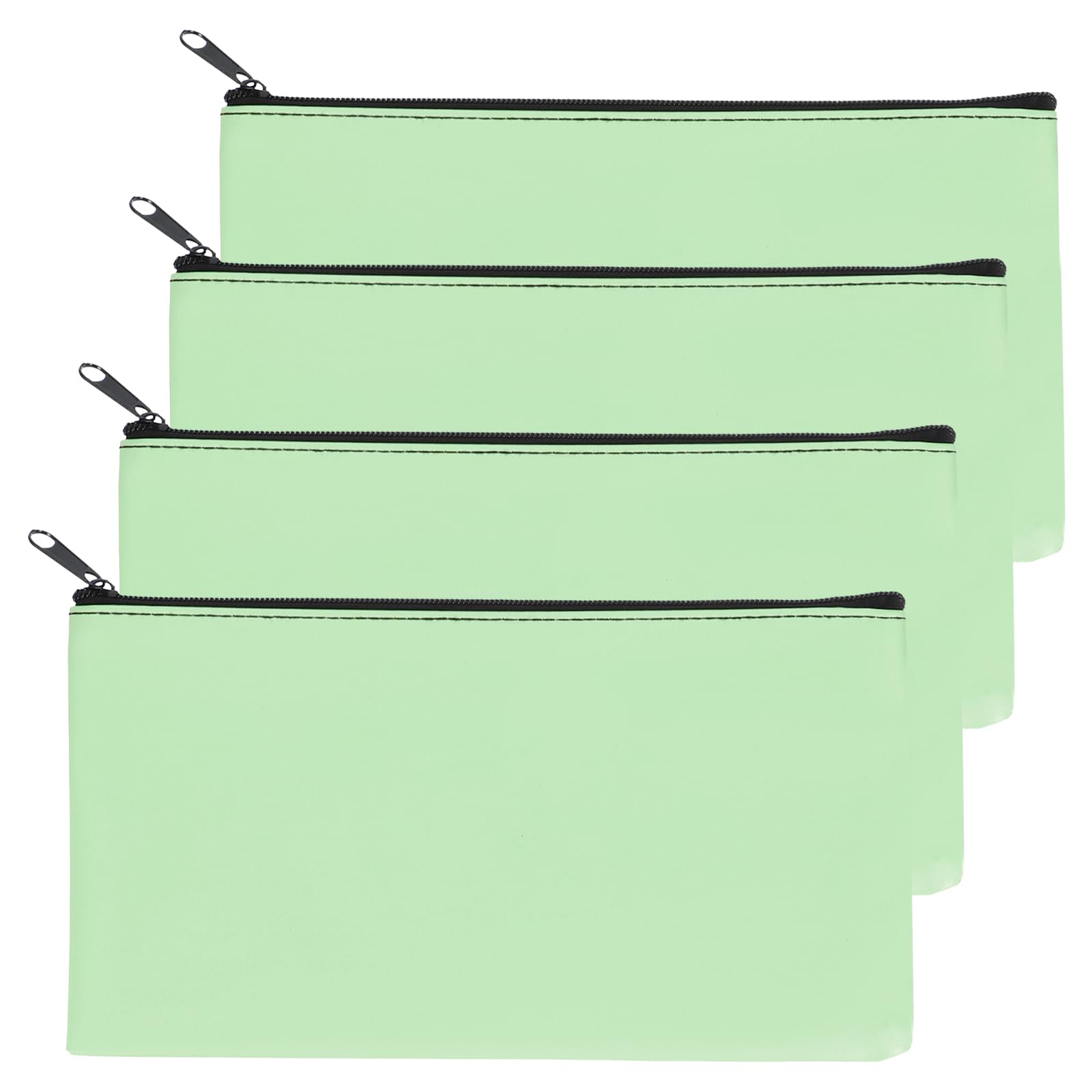 PATIKIL 11"x 6" Bank Deposit Bag, 4Pcs Money Bag Bank Bag Security Money Pouch Receipt Holder for Tickets Coin Makeup Cosmetics Bills, Mint Green