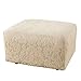 SureFit Home Décor Stretch Jacquard Damask Box Cushion Ottoman One Piece Slipcover, Form Fit, Polyester/Spandex, Machine Washable, Oyster Color