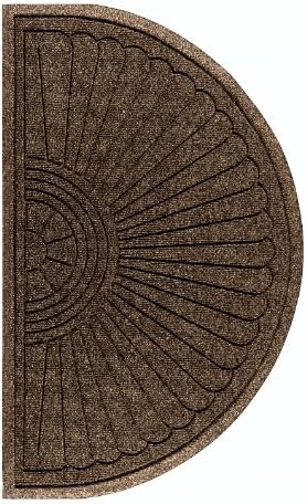 M+A Matting 2246 Waterhog Eco Grand Premier PET Polyester Fiber Half Oval Entrance Indoor/Outdoor Floor Mat, SBR Rubber Backing, 3.3' Length x 6' Width, 3/8" Thick, Chestnut Brown