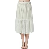 BEAUTELICATE Half Slip Skirt Extender 100% Cotton Vintage Underskirt with Lace Embroidery