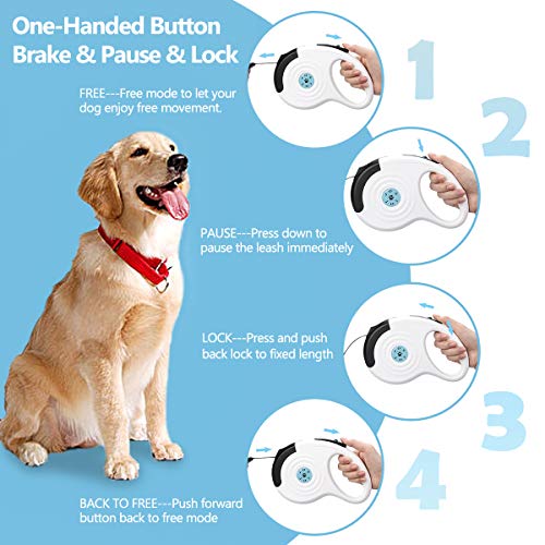 JOEJOY Retractable Dog Leash, 360° Tangle-Free, Anti-Slip Handle, Heavy Duty, Strong & Durable Pet Running Leash-16ft for Medium Large Big Dogs up to 110lbs, One-Handed Brake, Pause - Thumbnail 3