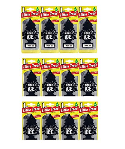 LITTLE TREES Car Air Freshener | Hanging Paper Tree for Home or Car | Black Ice | 12 Pack