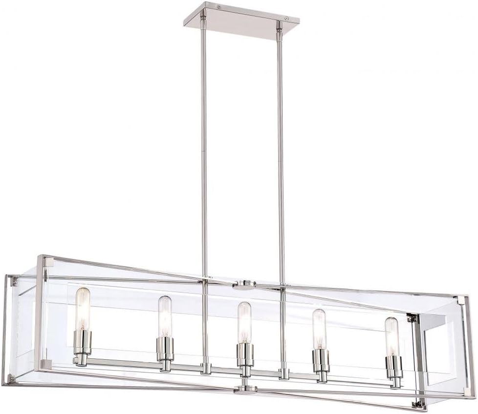 Polished Nickel 5 Light Linear Pendant from the Crystal Clear Collection