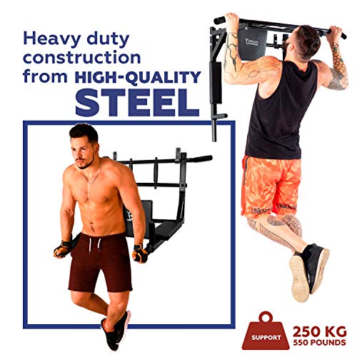 Wandmontage Pull Up Bar en Dip Station Multi-Grip Chin Up Bar Dip Stands Compacte Power Tower voor Indoor Thuis Gym… - Image 3
