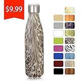 king do way 17oz Double Wall Vacuum Insulated Stainless Steel Water Bottle Perfect for Outdoor Sports Camping Hiking Cycling Picnic Leopard