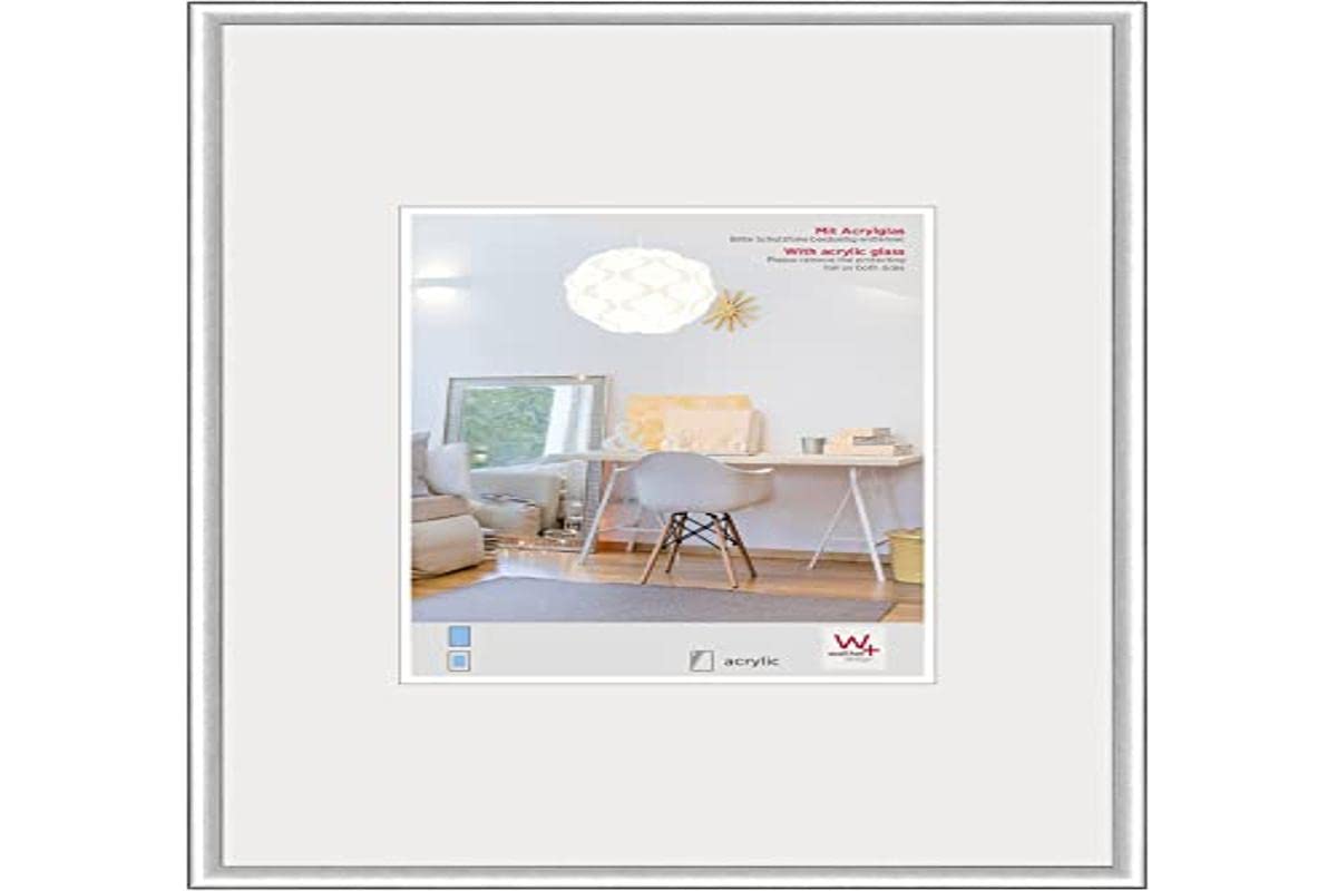 walther design Bilderrahmen silber 40 x 60 cm mit Kunstglas, New Lifestyle Kunststoffrahmen KVX460S