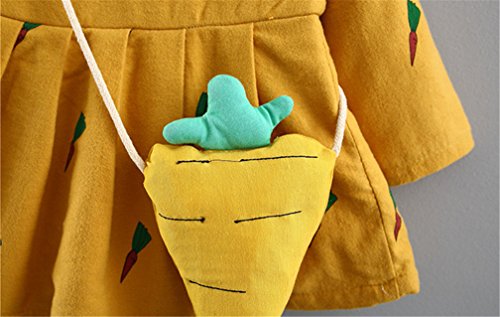 Baby Girls Radish Pattern Style Long Sleeve Princess Flower Dress (Yellow, 6M)