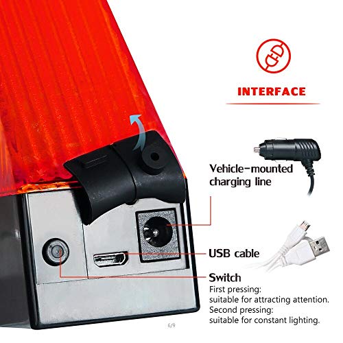 2-in-1 LED Warning Triangle Light Roadside Hazard Warning Light Reflective Warning Road Safety Triangle Kit Led Emergency Beacon Light Rooftop Strobe Light for Car Truck Boat - Thumbnail 6