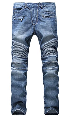 HENGAO Men's Fashion Slim Biker Jeans