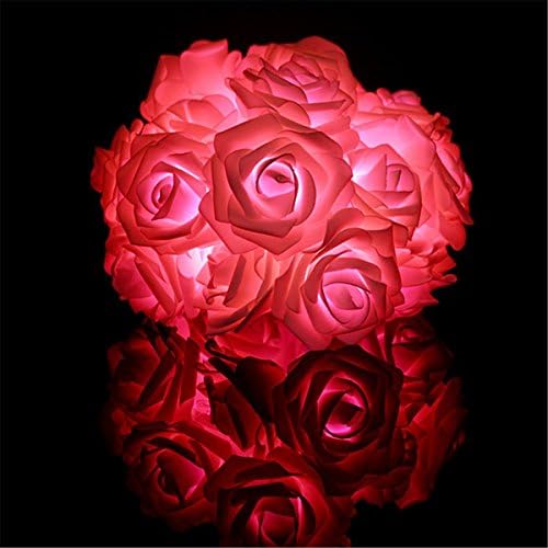 Mabor String Ligts, Rose Flower Gorgeous 20 LED Chic Beautiful Starry Decorations for Valentine's Day Holiday Wedding Home Decor String Fairy Light (Pink)