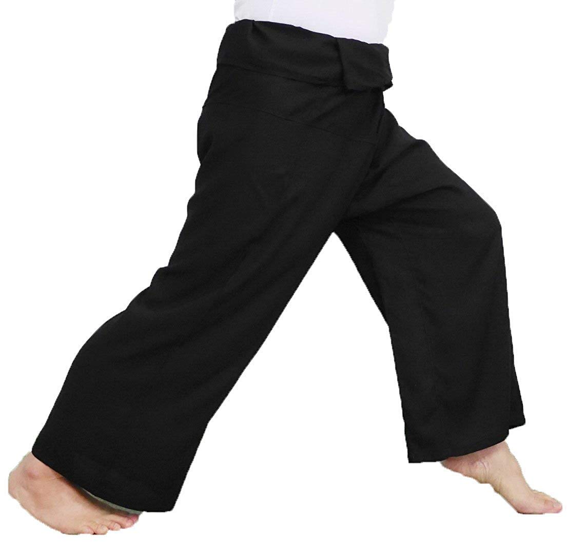 Cheap Yoga Pants Mens & Womens Black Thai Fisherman Pants Type2