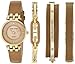 Anne Klein Women's AK/2684DTST Diamond-Accented Gold-Tone and Dark Tan Leather Strap Watch and Bracelet Set