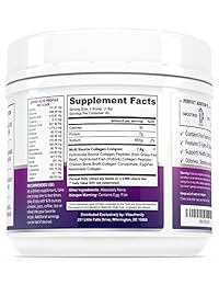 Polvo de proteínas de colágeno múltiple puro: 40 srv de colágeno hidrolizado suplemento de...