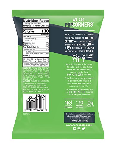 image for POPCORNERS Jalapeno Cheddar Popped Corn Snacks, Gluten Free, Single-Se