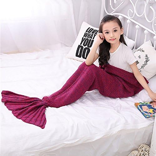 MZPRIDE Children Mermaid Tail Throw Little Beach Blanket Rose Red