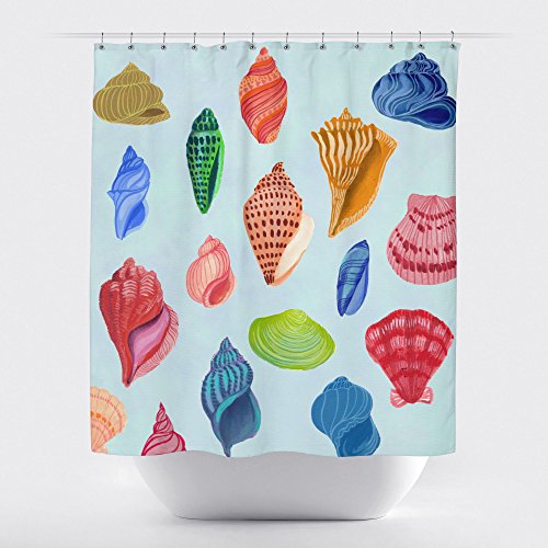 Gillham Studios Under the Sea Durable Fabric Shower Curtain Colorful Seashells