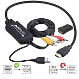 HDMI to RCA Converter, HDMI to RCA Cable, 1080P HDMI to AV Adapter Cable Supports NTSC for TV Stick, Roku, Chromecast, Apple TV, PC, Laptop, Xbox, HDTV, DVD Etc