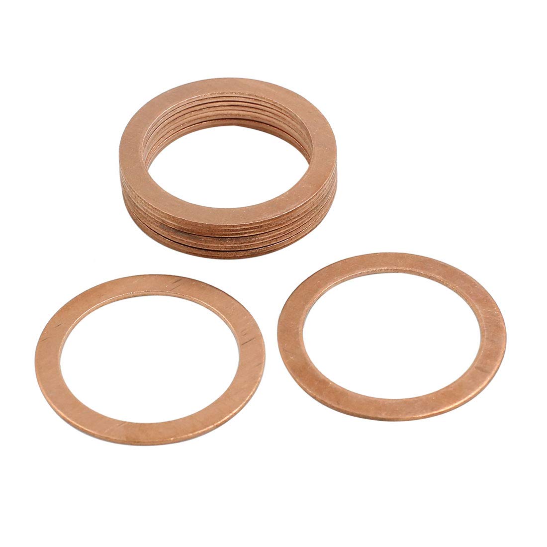 X AUTOHAUX 10 Pcs 27mm Inner Diameter Copper Washers Flat Gasket Rings Fitting