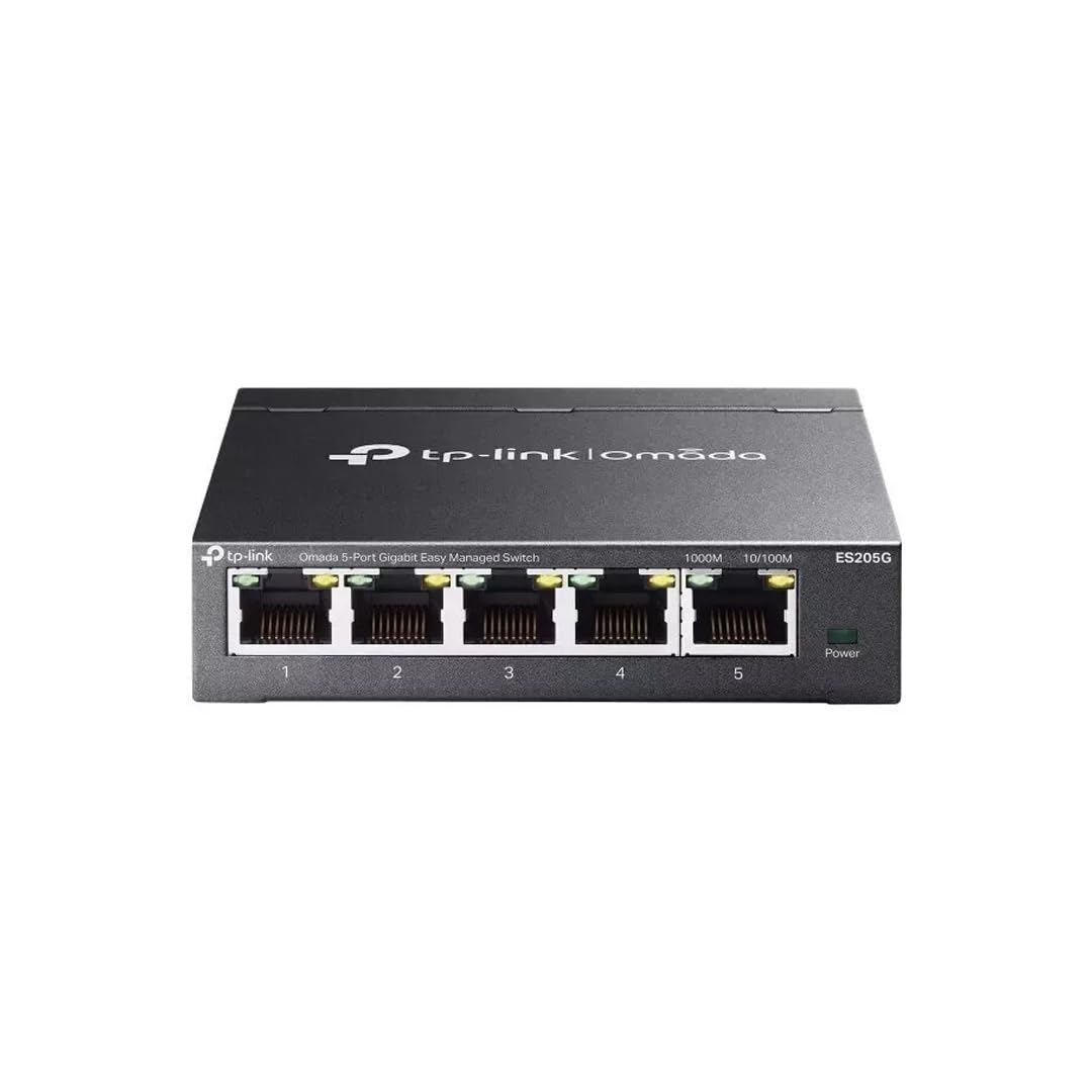 TP-Link Omada ES205G 5-Port Gigabit Easy Managed Switch, Plug & Play, Metallgehäuse mit lüfterlosem, geräuschlosem Design, Port Isolation, VLAN, IGMP-Snooping, Zentrales Cloud-Management