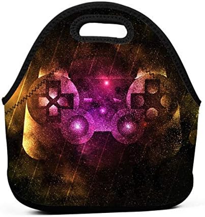 Ksipop Video Game Controller Art Reusable Lunch Bag Waterproof Picnic Tote Insulated Cooler Zipper Box