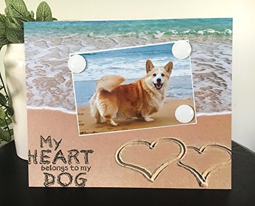 My Heart Belongs to my Dog Doggy Beach Pup Paws Animal lover New Puppy gift home magnetic picture frame holds 5โ x 7โ photo 9โ x 11โ size