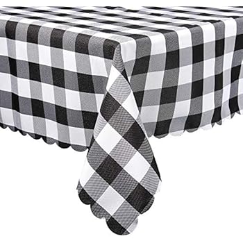 Black and White Plaid Rectangle Tablecloth, Checkered Gingham Buffalo Washable Polyester Tablecloth, 47 x 60 Inch, Home, Kitchen, Dinner, Parties, Indoor, Outdoor, Buffet Tablecloth, Table Cover