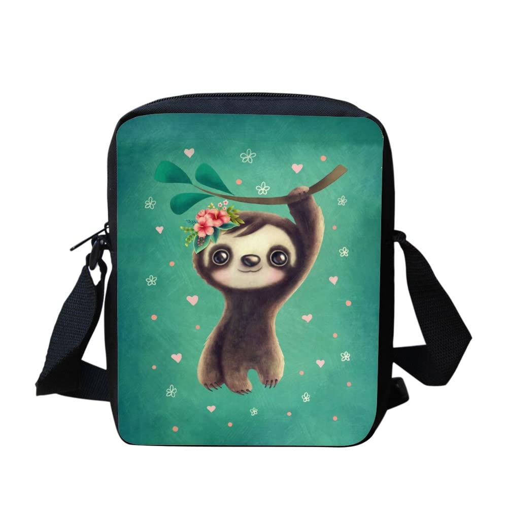 Coloranimal Funny Sloth Boy Girl Crossbody Bag Child Kids Money Purse Phone Holder Bag