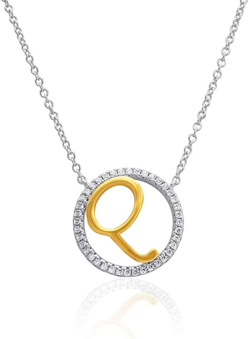 Amazon Com Quan Jewelry Q Pendant Necklace Alphabet Initial Name Charm Two Toned Fashion Accessory Gifts For Queen Crowned Q In Circle 100 Handmade Gold Silver Tone Clothing