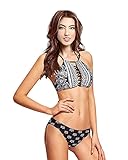 VOKY Women's Black Lace Up Halter Padding Bikini Set