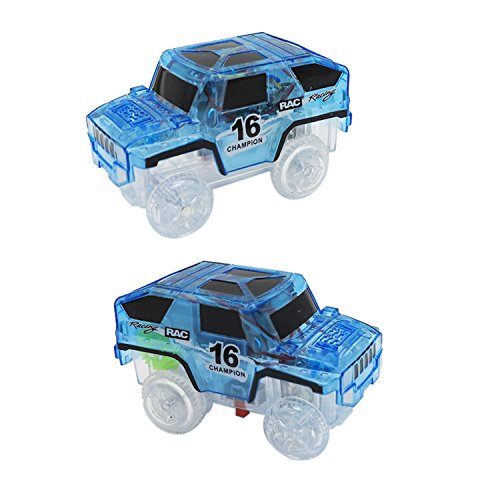image for HapiSimi Track Car, LED Light Up Jeep Car (2-Pack), Multi-color LED Li