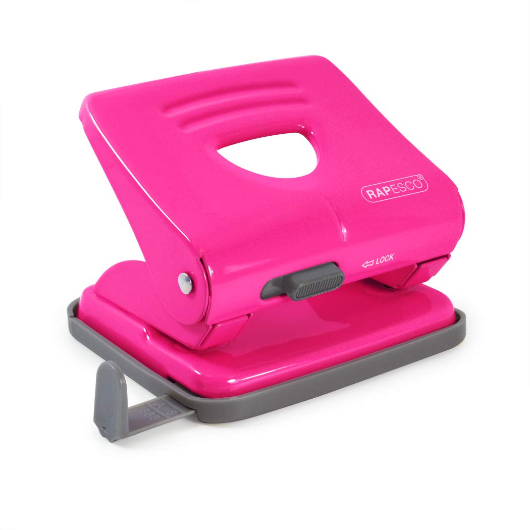 Rapesco 1360 825 2-Hole Metal Punch, 25 Sheet Capacity, Hot Pink