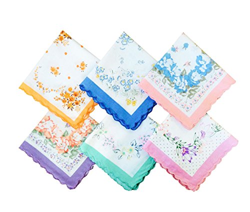 COCOUSM Womens Vintage Floral Print Cotton handkerchiefs Bulk - Thumbnail 4