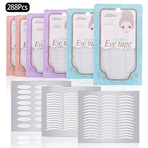 288pairs/6pack Natural Invisible Side Sticky Double Eyelid Tape Stickers Medical Fiber Eyelid Lift Strip Instant Eyelid Lift Without Surgery Perfect for Hooded Droopy Uneven Mono-Eyelids