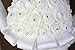FIDDY898 Romantic Wedding Bride Holding Bouquet Roses with Crystal Diamond Ribbon Artificial Foam Flower Bouquet (White)