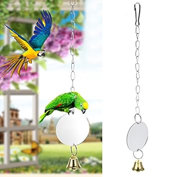 Papagei Spiegel Spielzeug mit Bell für Vögel Papagei Wellensittiche Sittich Nymphensittich Conure Lovebirds Ara afrikanische 