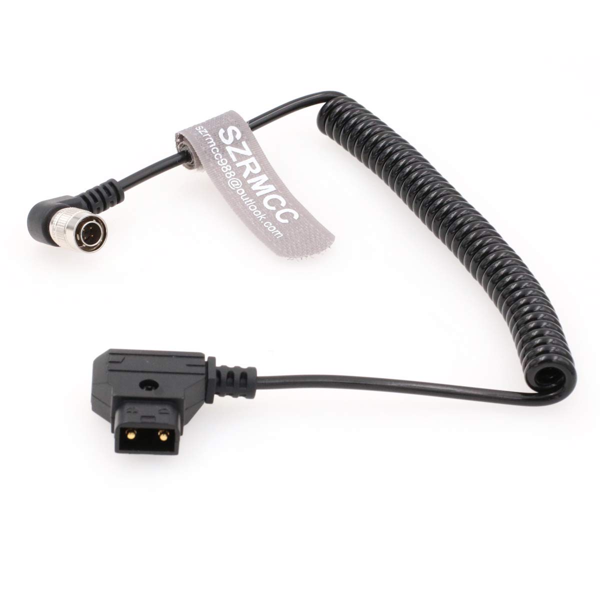 SZRMCC Anton Bauer IDX D-Tap to Right Angle Hirose 4 pin Male Coiled Power Cable for Zaxcom Sound Devices 688 644 633
